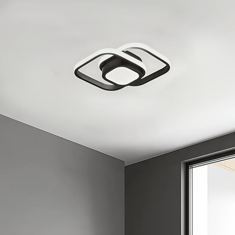 1pc Luz de Techo Dorada con Patrones Geométricos Inspirados en Árabe - Cuadrado, Ajustable, Lujo Moderno, Iluminación Semi-Encastrada para Pasillo, Balcón y Dormitorio, Diseño Cerca del Techo, Cableado Fijo, 110V-240V, Lámpara para Sala de Estar