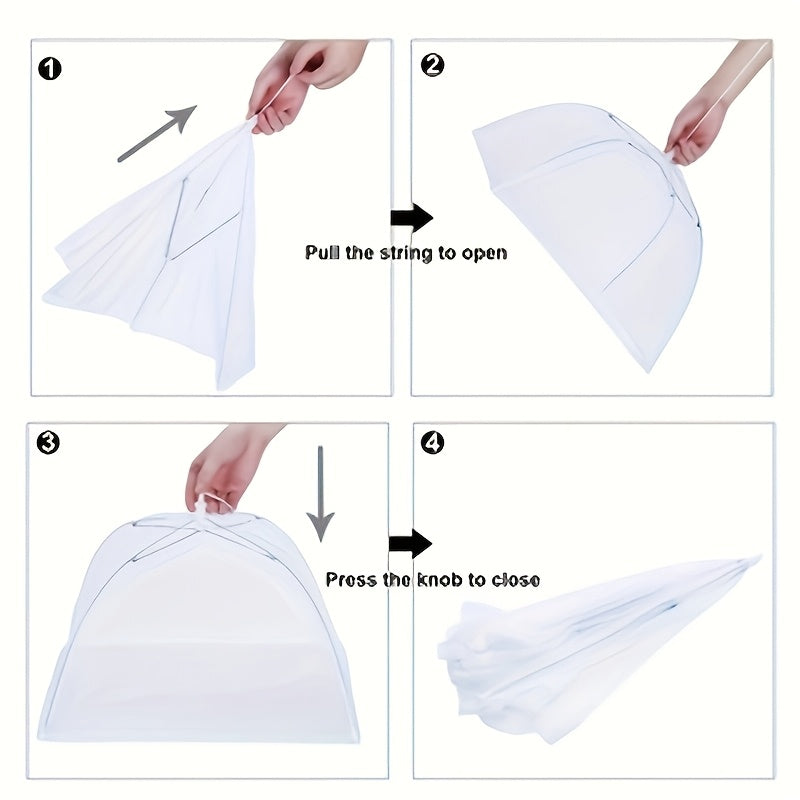 1pc Cubierta de Alimentos Plegable Transparente - Protector de Malla de Múltiples Tamaños para Exteriores y Cocina, Red Antimosquitos y Anti-Moscas para Frutas, Verduras y Más, Esenciales para Picnic|Diseño Transparente|Accesorio de Cocina Duradero, Prot
