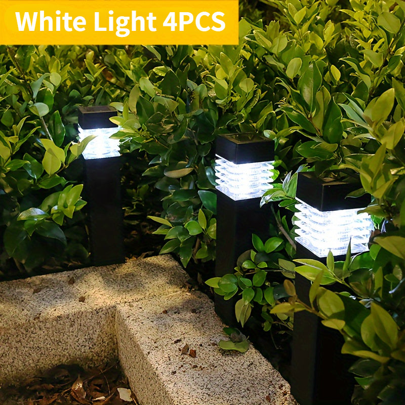 4 luces solares para jardín, exteriores, con pantalla abierta y base para clavar en el césped, para patio o hogar, incluye bombilla