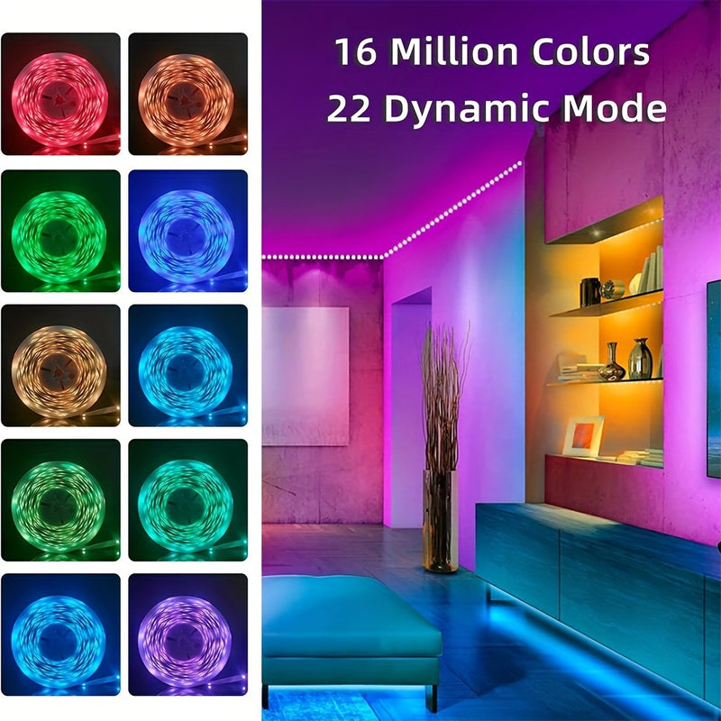 Cinta de luz LED de 100 pies (2 rollos de 50 pies) de HBO con cambio de color sincronizado y control de aplicación, control remoto de 44 teclas, paquete de instalación de cinta de doble cara incluido, perfecto para regalos de Navidad, oficina de vacacion