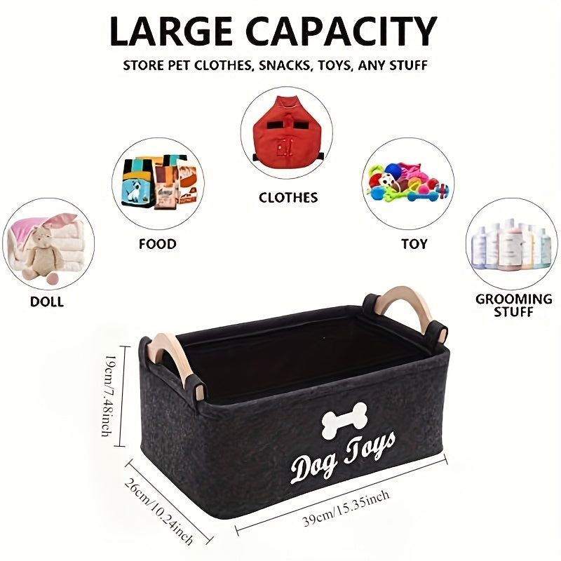 Caja de Almacenamiento de Juguete para Mascotas de Fieltro Duradero, Cesta de Lavandería para Perros y Gatos, Organizador para el Hogar - Poliéster, Suministros de Limpieza, Moda