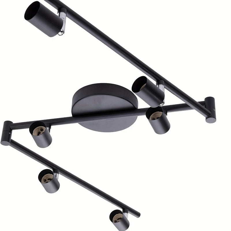 Kit de iluminación de pista LED de 6 luces, reflector de techo negro de 6 vías, soporte de lámpara giratorio flexible, luz de pista no incluye bombillas, las bombillas deben ser compradas por el usuario