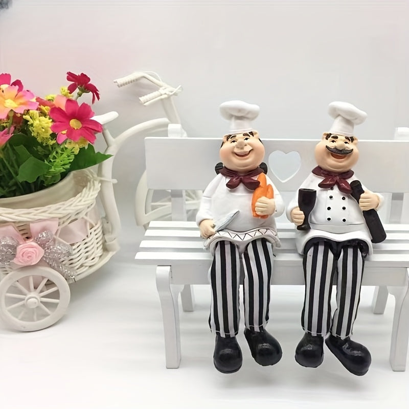 1 par de muñecos de pierna de pantalón decorativos de resina para chef, pareja de chefs americanos para cocina, cafetería, pastelería, restaurante occidental, colección de esculturas de chef para decoración del salón
