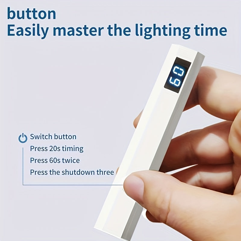 Lámpara de uñas portátil mini mano con pantalla digital - Gel rápido, inalámbrico, fácil de llevar, ideal para salones de casa y viajes, recargable por USB, sin aceite, lámpara sin perforación | Lámpara cilíndrica | Diseño compacto, lámpara de arte de uñ