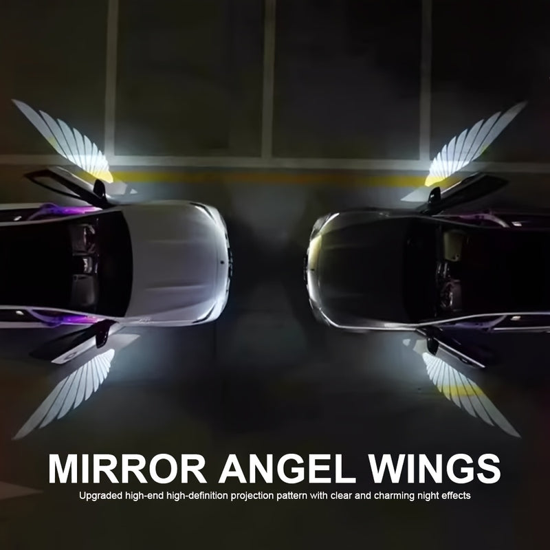 Conjunto de Luces Proyectoras para Coche con Alas de Ángel, Luces de Bienvenida LED en el Espejo Retrovisor Lateral y Puerta, Iluminación Ambiental que se Enciende al Desbloquear/Bloquear durante 30 Segundos