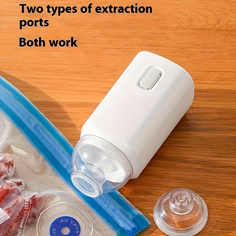 Selladora Eléctrica Portátil Recargable USB - Bomba Automática para Conservación de Alimentos con 5 Bolsas Reutilizables, Preservación de Frescura y Sabor para Carne y Verduras, Diseño Ergonómico, Uso en Cocina y Viajes, Sellado Compacto y Duradero, Mang