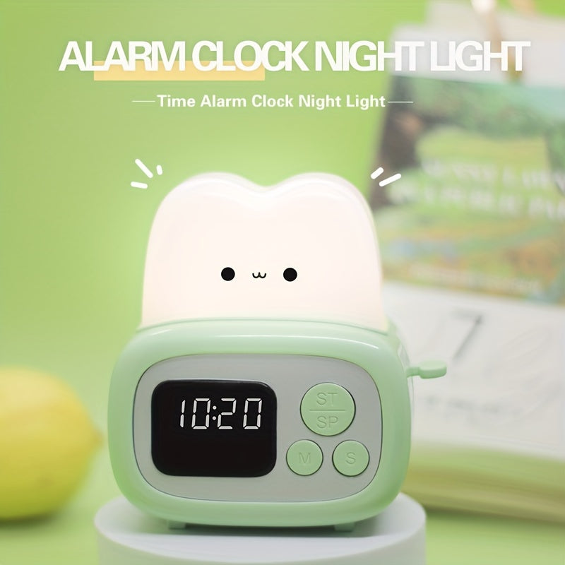 Reloj despertador moderno QANYI, luz nocturna, luz suave ajustable, batería de litio recargable por USB, control de botones, sombra de plástico, para uso en la mesa de dormitorio.