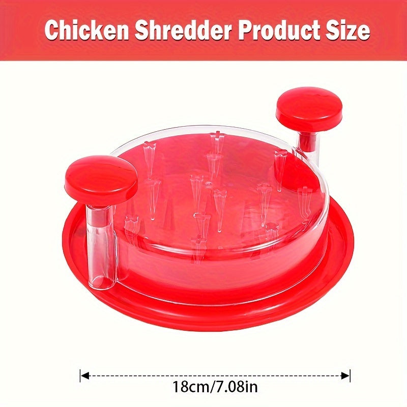 Desmenuzadora de pollo de plástico con agarre ergonómico y base antideslizante - Desmenuzadora de carne con dientes para pollo, carne de res, verduras, cubierta transparente grande, utensilio de cocina fácil de limpiar