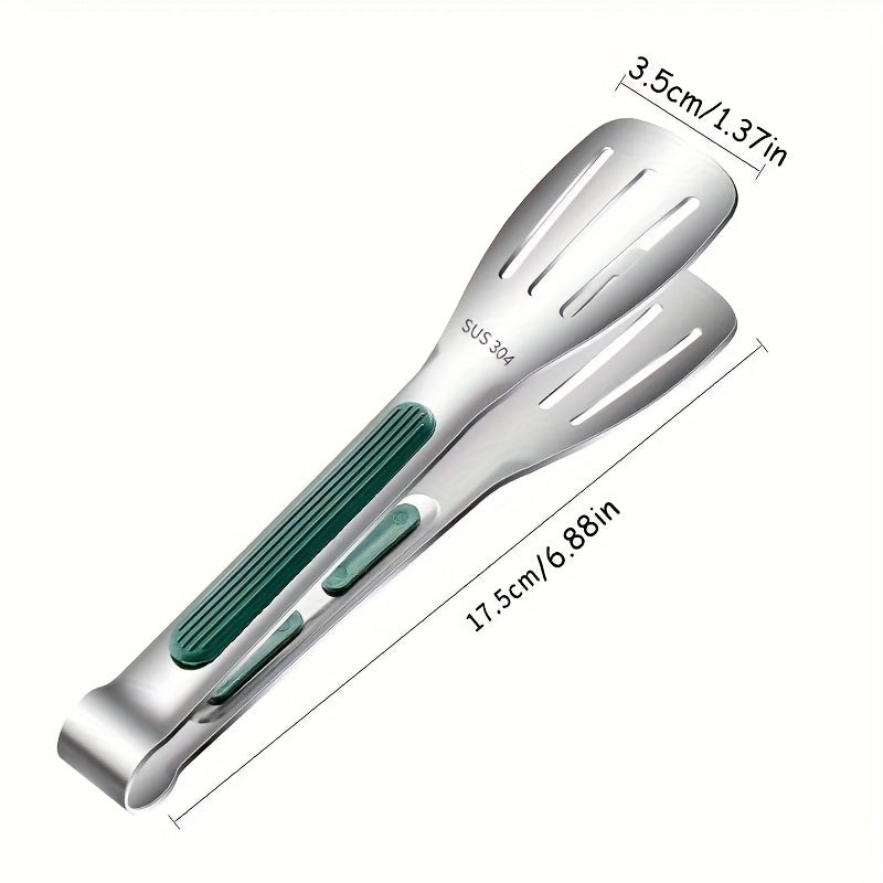 1 pinza para servir de acero inoxidable, agarre antideslizante, pinza para alimentos, ensalada, pan, herramienta para cocinar parrilla de barbacoa, accesorio de cocina