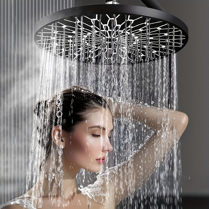 Cabezal de ducha redondo de 6 pulgadas, negro, moderno, de plástico, con rociador superior para baño sin esfuerzo, ideal para lavar el cabello y duchas, fácil instalación con montaje de inserción, rociadores para el cuerpo