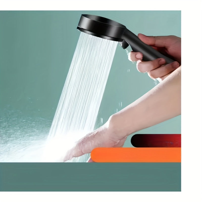 Cabezal de ducha de lujo ajustable en 5 posiciones con aumento de presión, diseño redondo negro montado en pared, acabado cepillado y núcleo de válvula de plástico duradero, para baños modernos y accesorios de ducha, soporte para cabezal de ducha, actual