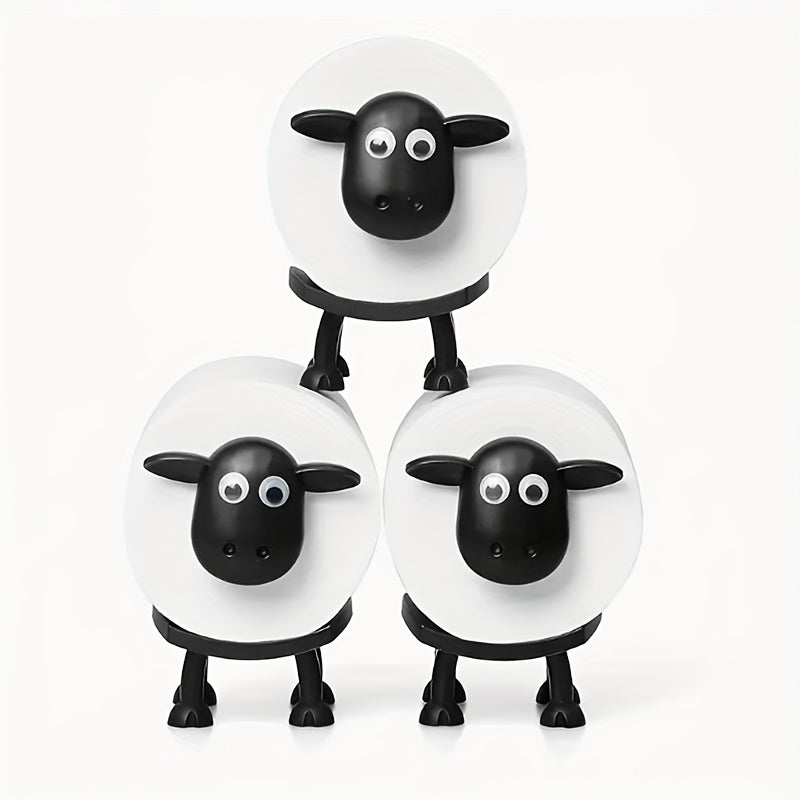 1 pieza, soporte de papel higiénico de oveja linda impresa en 3D - Diseño de oveja negra y blanca encantador, soporte de toallas de baño, perfecto para el Día de San Valentín y el Día de las Brujas, decoración de baño y accesorios.