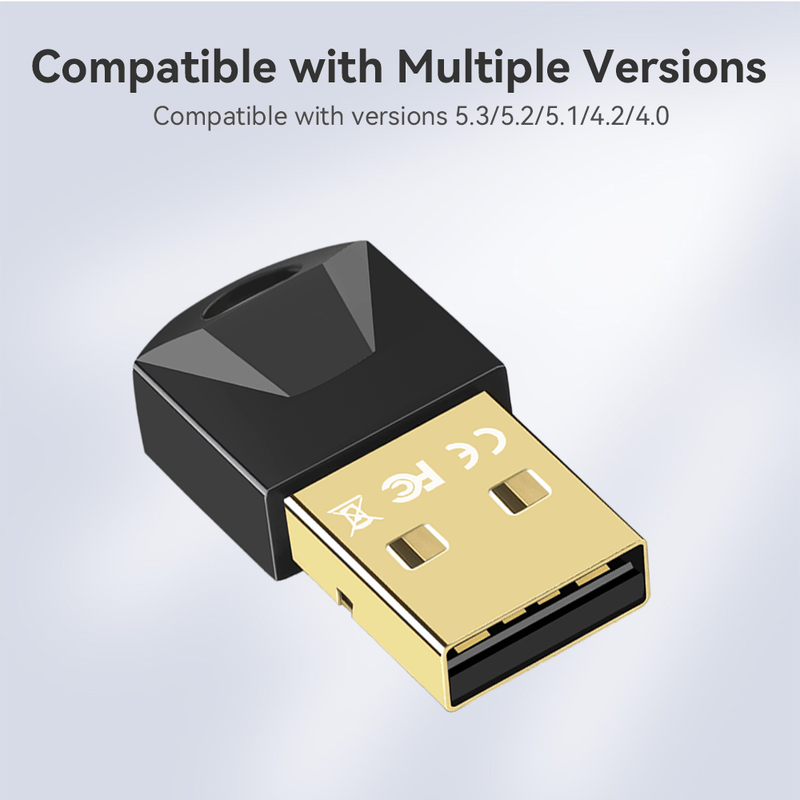 Adaptador sin varillas 5.4, Conectar y Usar USB para PC sin Controladores, Compatibilidad Retrocompatible Automática con Dispositivos Versións 5.3/5.1/5.0/4.2/4.1/4.0, Adecuado para Altavoz y Receptor de Auriculares