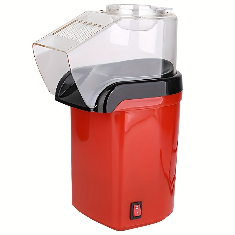 Fabricante de palomitas de maíz de 120V para EE. UU. - Sin aceite, sin aditivos, operación manual portátil, rojo con ventana transparente y asa, perfecto para fiestas, cine en casa y cajas de palomitas, regalos de palomitas, gadget elegante, palomitas si