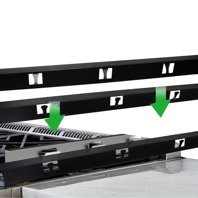 2pcs Cubiertas de Aluminio Negro para Huecos de Estufa - 59.44cm Protector Duradero para Encimera y Lado de Cocina, Evita Desbordamientos, Mantiene el Área de la Estufa Limpia, Protector de Hueco de Encimera | Diseño Negro Elegante | Aleación de Aluminio
