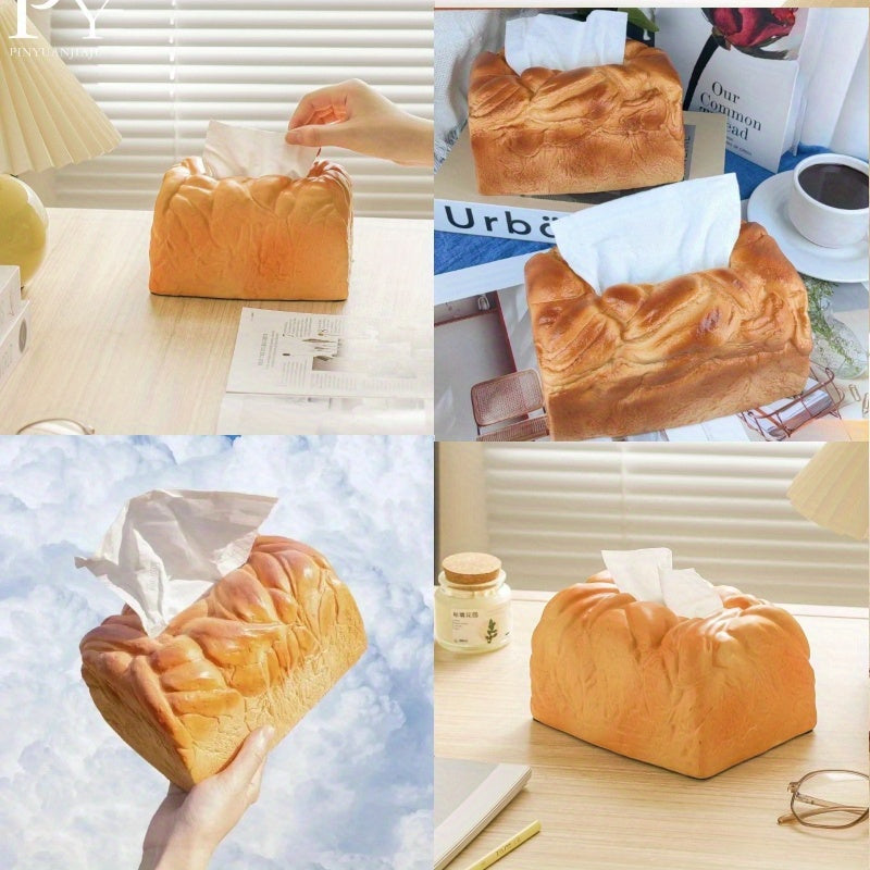 1pc Caja de Pañuelos con Forma de Pan - Diseño Artesanal Realista, Portapañuelos Circular de Plástico Duradero para Cocina y Sala de Estar Decorativa - Accesorio de Almacenamiento Detallado con Textura de Corteza