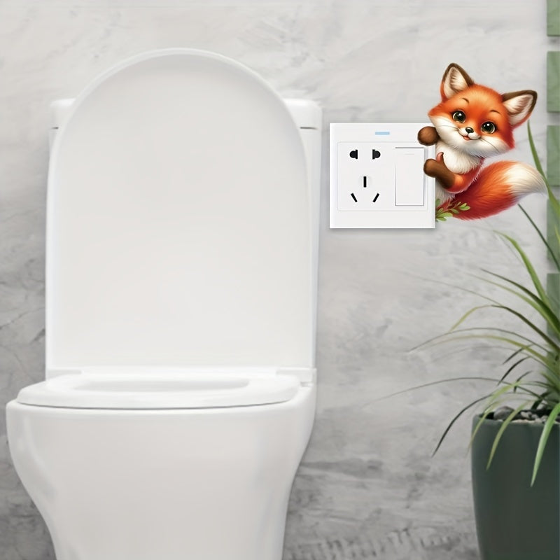 1pc Pegatina de pared de zorro pequeño divertido para interruptor, decoración del hogar con temática de animales creativa, calcomanía de vinilo duradera, fácil aplicación, decoración estética del hogar, decoración de la habitación, embellece tu hogar