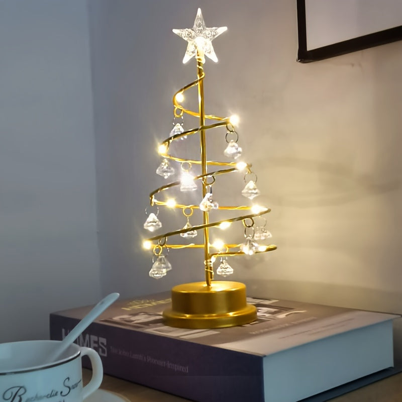 Lámpara navideña de árbol de Navidad, forma de lámpara colorida, lámpara de mesa con cristales de diamante para dormitorio, adorno navideño, ideal como regalo de cumpleaños, regalo de Pascua, para él o ella, sorpréndelo o sorpréndela