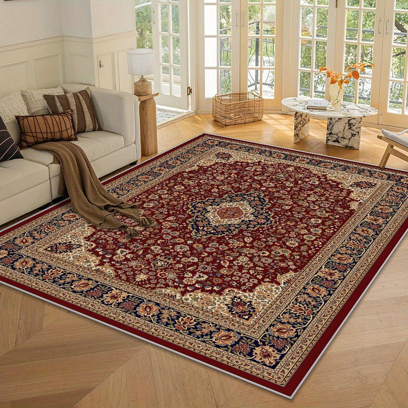 Alfombra de área de terciopelo de cristal bohemio de lujo, 100% poliéster, lavable a máquina, antideslizante, gruesa y esponjosa, estampado floral geométrico moderno para sala de estar, dormitorio, entrada - Uso en interiores