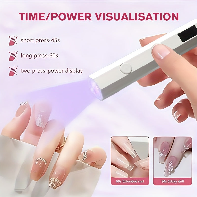 Lámpara de uñas portátil mini con pantalla LED - Recargable por USB, amigable para viajes, luz de relajación de alta calidad con pantalla LCD para manicura y pedicura, diseño compacto - Regalo perfecto para la familia, accesorios para técnicos de uñas, l