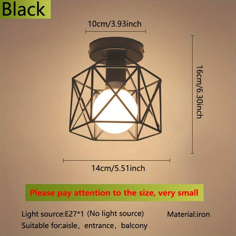 1pc lámpara de techo moderna nórdica negra E27, luz para dormitorio, pasillo, balcón o cocina