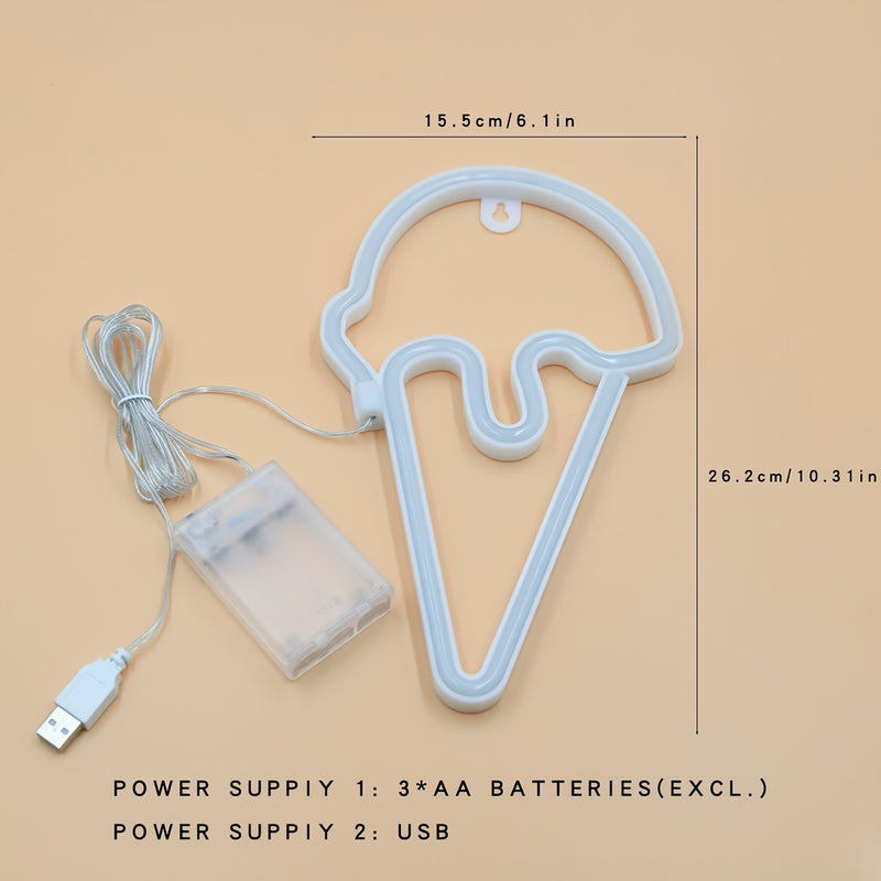 1 unidad de luces LED en forma de cono de helado rosa dorado, operadas por USB y baterías: decoración novedosa y elegante para bares en casa, fiestas y ventanas. Ideal para agregar un brillo festivo en Navidad, San Valentín o cualquier ocasión especial