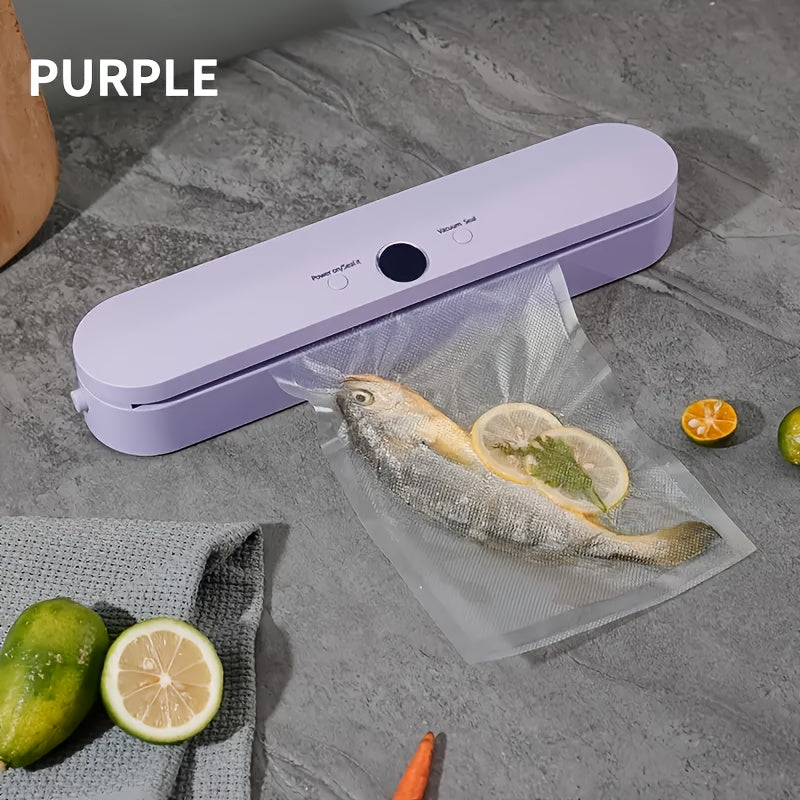 Selladora al Vacío de Pantalla Grande Recargable por USB - Sistema Inteligente de Conservación de Alimentos con Batería de 1500mAh, Uso Seco y Húmedo Doble, Diseño Elegante en Blanco para el Hogar, Máquina Selladora