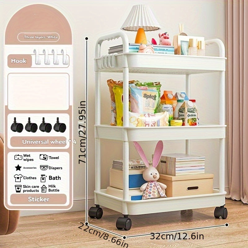 Carrito de almacenamiento rodante de 5 niveles - Gran capacidad, organizador multifuncional con ruedas para sala de estar, dormitorio, cocina, oficina - Plástico duradero, fácil montaje, esenciales para la organización del hogar, carrito de almacenamient