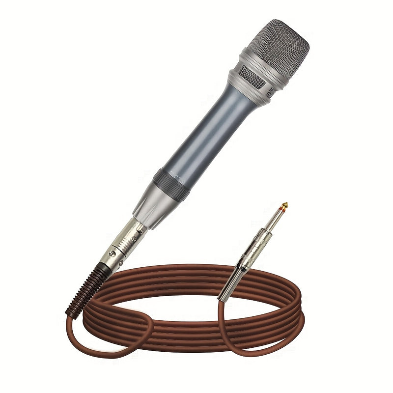 Micrófono vocal dinámico profesional LMBGM - Micrófono de mano unidireccional cardioid con bobina móvil, con interruptor ON/OFF, cable XLR de 177" a jack de 1/4", construcción de aleación de aluminio y protección contra el viento para cantar, karaoke, co