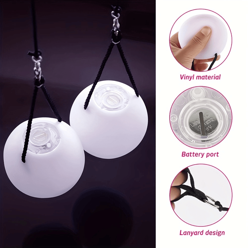 2 Piezas de Bolas LED para Malabares con Efectos Fade y Strobe - Con Cadenas para Malabarismo, Actuaciones en Escenario, Fiestas - Luces LED a Pilas No Recargables - Duraderas para Baile, Poi, Cumpleaños, Carnaval - Efectos Luminosos Todo-Temporada, Deco