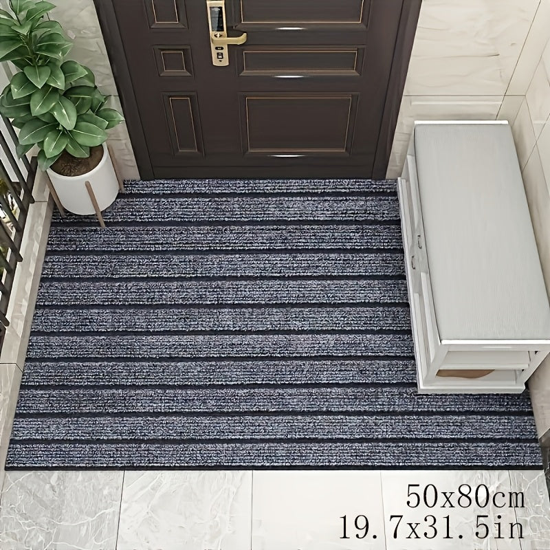 Alfombra de Entrada Antideslizante a Rayas Duradera para Exteriores Fácil de Limpiar y Cortar al Tamaño Diseño de Siete Rayas, Tapete para Balcón y Pasillo, Alfombrilla de Cocina, Regalo de Año Nuevo