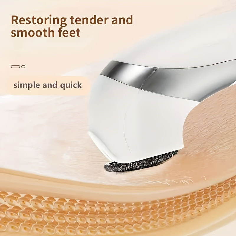 Removedor eléctrico de callos recargable por USB, herramienta de pedicura portátil con rodillos intercambiables para pies suaves y lisos, limpieza profunda y eliminación de piel muerta, diseño en blanco y gris, herramienta de pedicura para el hogar, mate