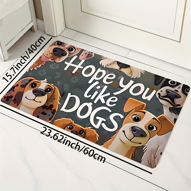 Felpudo de poliéster con diseño de perro de dibujos animados lindo, alfombra de baño suave y gruesa de 8 mm, lavable a máquina, alfombra antideslizante para cocina, alfombra de salón, alfombra de dormitorio, alfombra de entrada interior, alfombra decorat