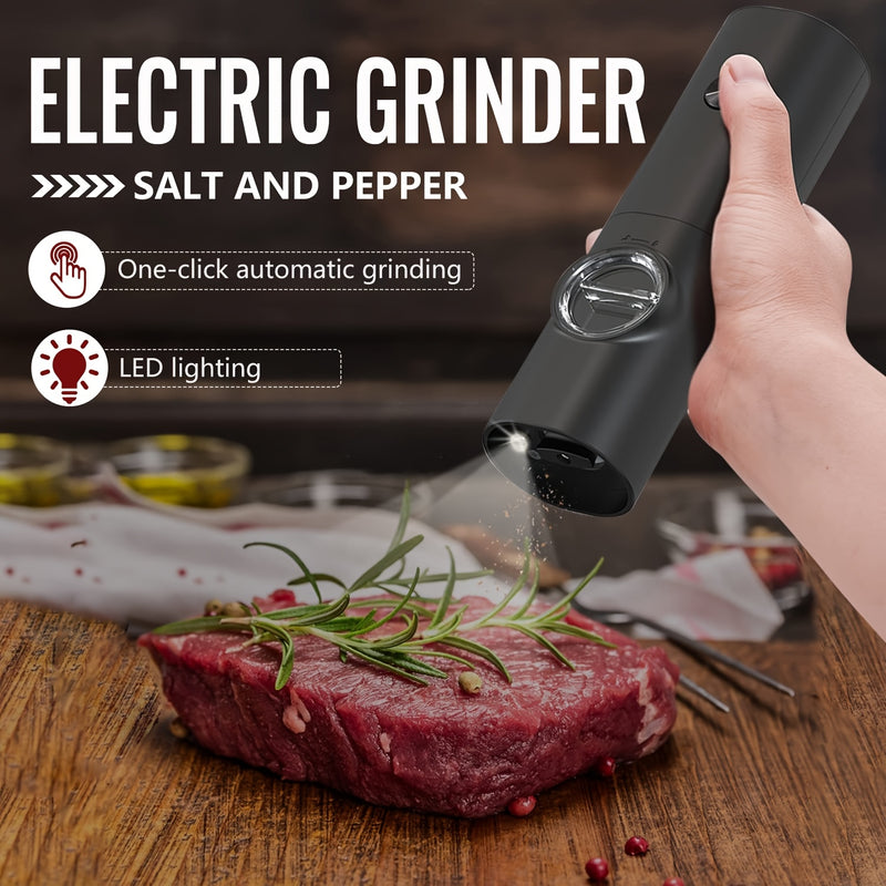 1/2 opciones, molinillo eléctrico de sal y pimienta (batería no incluida), juego de molinillos de sal y pimienta automáticos con luz LED, ajuste de grano, gran capacidad, adecuado para cocina doméstica, barbacoa, restaurante, exteriores, regalo de boda