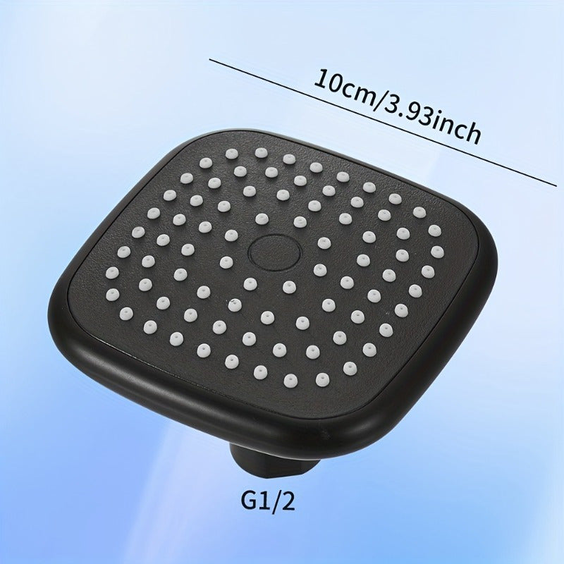 Cabeza de ducha de vidrio de 4 pulgadas con experiencia de lluvia - Diseño rectangular montado en la pared, acabado pintado, para un baño moderno, alta presión y ahorro de agua, plástico duradero, no requiere electricidad, accesorios de ducha, cabeza de