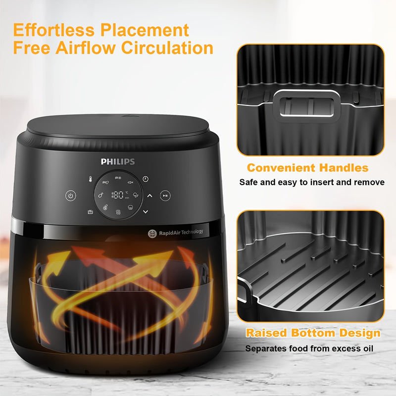 2 piezas Molde de Silicona para Airfryer 19cm, Accesorios para Philips 4.2L Serie 2000 Na229/00 y 4.2L Na320/00, Bandeja para Hornear en Airfryer, Inserto para Airfryer 4.2L