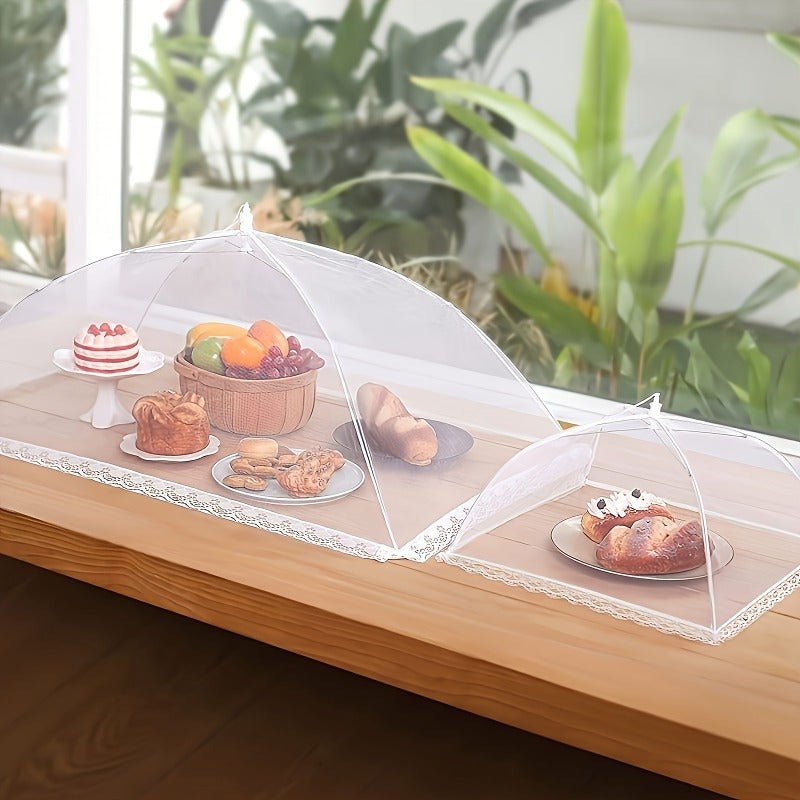 Carpa grande blanca para alimentos con malla, plegable y lavable, protección contra insectos para picnics, asados y fiestas, cubierta para comedor al aire libre en reuniones familiares y uso comercial, tela transpirable