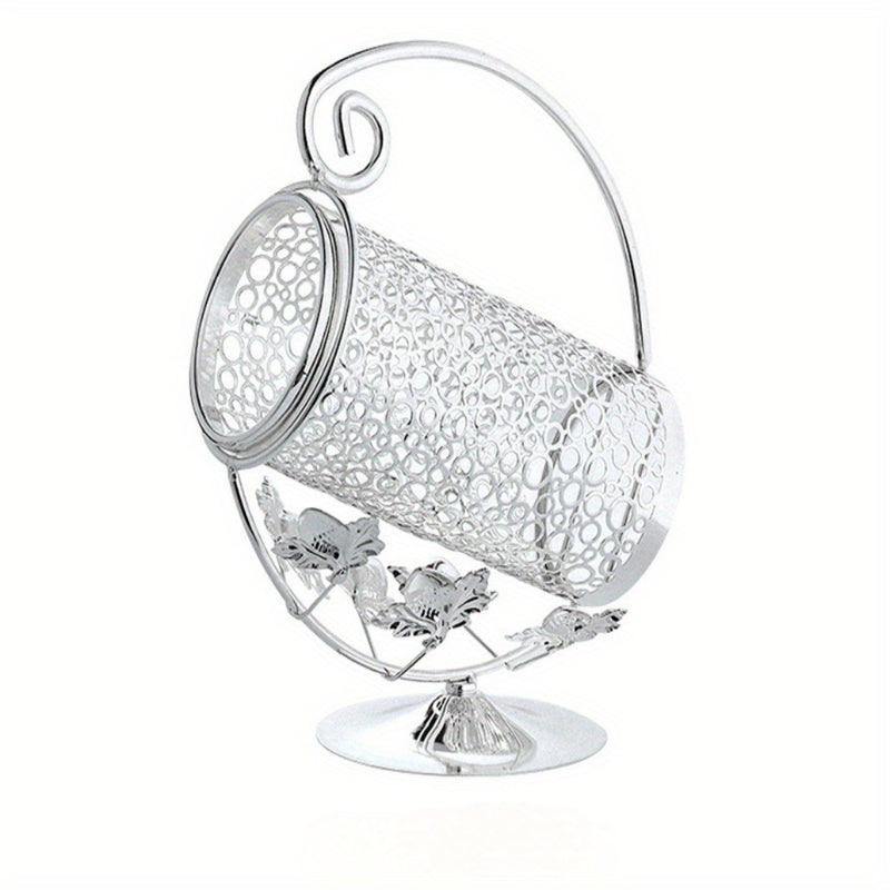 Soporte Elegante para Botella de Vino Individual - Metal con Patrones Intrincados de Hojas y Enredaderas, Acabado Dorado para Mesa en Sala de Estar, Cocina o Comedor - Portavinos Decorativo, Adorno para la Cocina