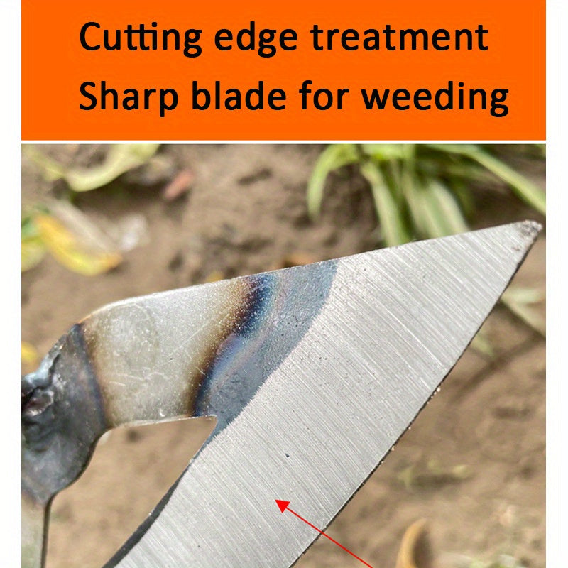 Hacha hueca de acero endurecido de alta calidad - Rascador de malezas portátil con mango ergonómico, duradero y resistente a la corrosión para jardines de verduras, camas de flores y aéreo de suelo, herramienta de jardinería, acabado metálico elegante, m