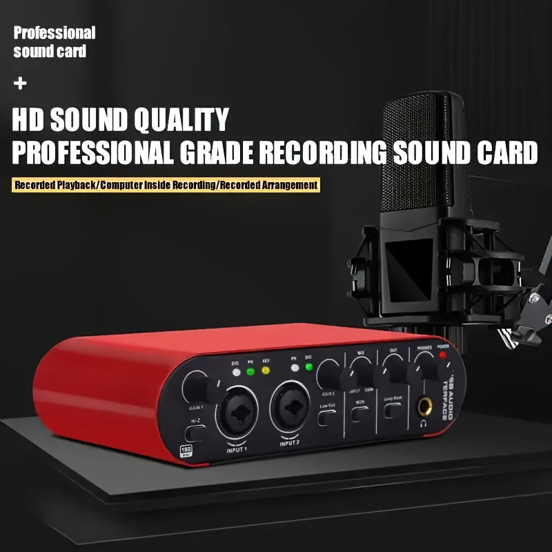 Interfaz de Audio USB Profesional con Grabación HD 24Bit/192kHz - Para Guitarra Eléctrica, Estudio y Transmisiones en Vivo - Compatible con Laptop, MacBook, PC - Diseño Compacto con Controles de Volumen - Plug-and-Play, Sin Controladores Necesarios - Equ
