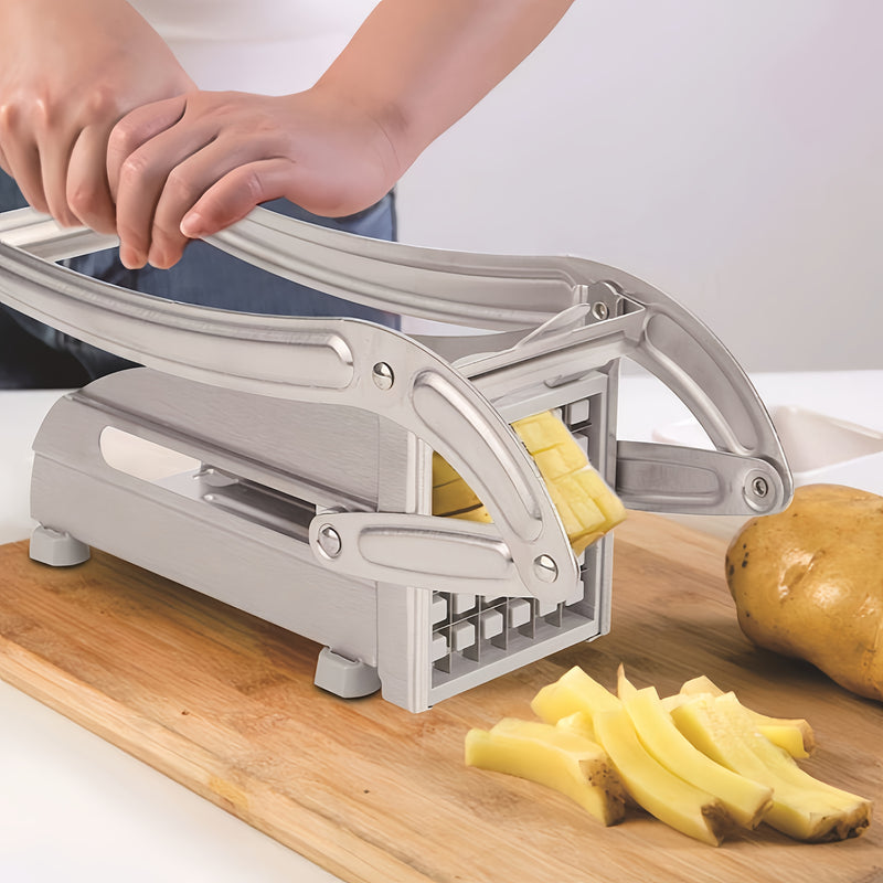 Cortador de frutas y verduras de acero inoxidable, cortador de papas, fabricante de patatas fritas, cortador de papas para papas, zanahorias, pepinos - Herramienta de preparación de alimentos duradera y fácil de limpiar