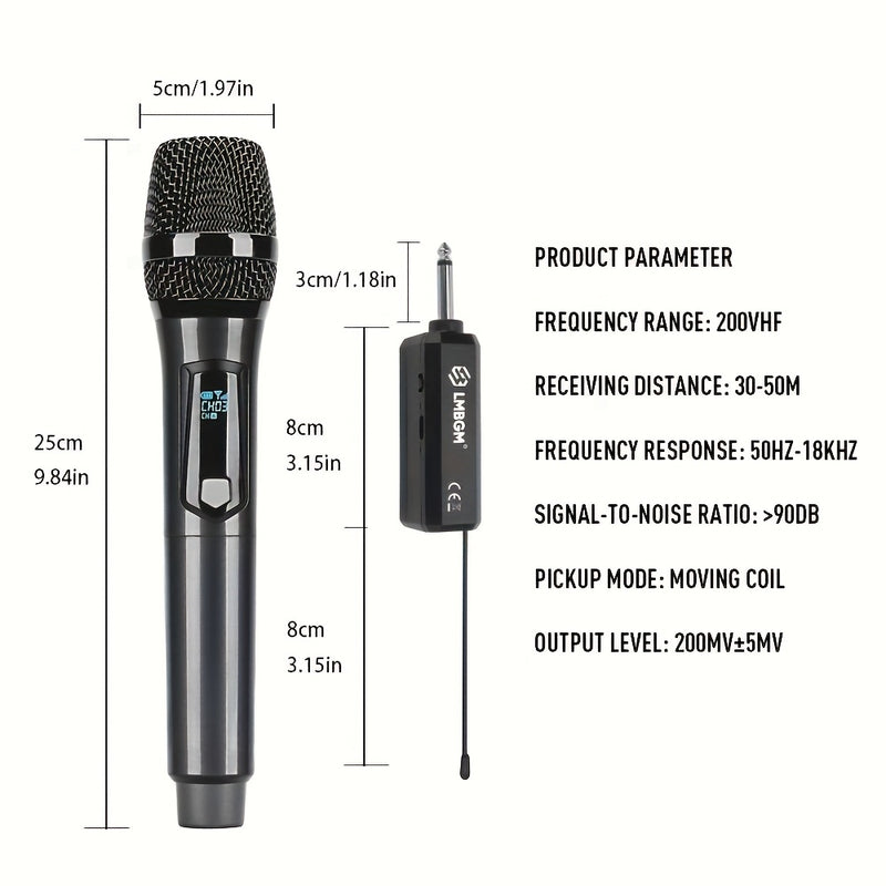 Micrófono inalámbrico recargable, micrófono inalámbrico de doble canal enchufar y usar, adecuado para canto en karaoke, discursos, bodas, iglesias, sistemas de sonorización