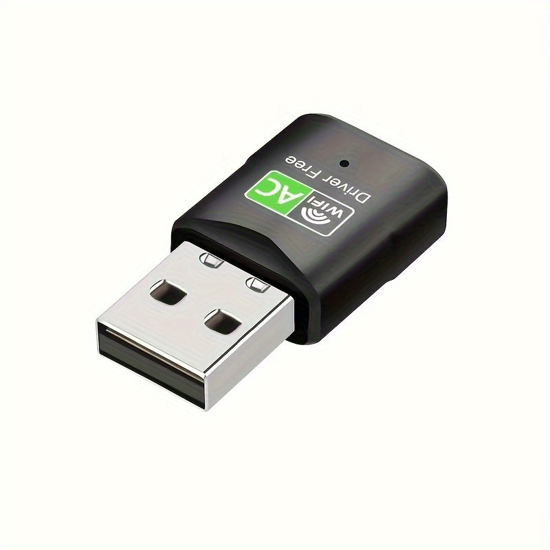 1 pieza, Adaptador inalámbrico USB de doble banda, 600 Mbps, 2,4 G/5,8 G, sin controlador, Plug & Play, sin batería necesaria, compatible con XP/Win7/8/8.1/10/11, ideal para PC y portátiles, conectividad inalámbrica de portátiles | Adaptador sin controla