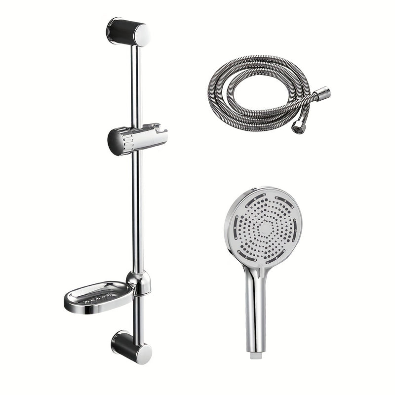 Riel de Ducha Ajustable de Acero Inoxidable con Soporte para Cabezal de Ducha Manual - Barra Deslizante de Baño de 600mm, Diseño Montado en la Pared para Configuraciones Flexibles de Altura, Acabado Metálico , Organización del Duche | Ducha Montada en la