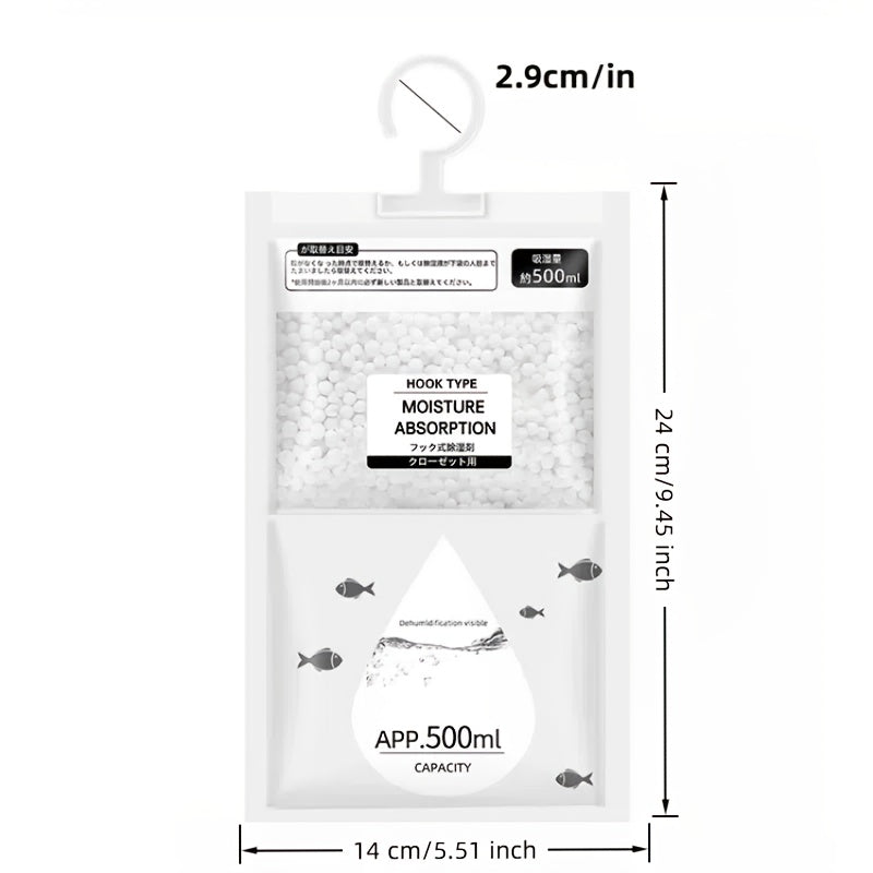 Bolsas colgantes absorbentes de humedad - Sin necesidad de electricidad, desecante de plástico reutilizable para clóset, dormitorio, baño y residencias estudiantiles - Control de olores