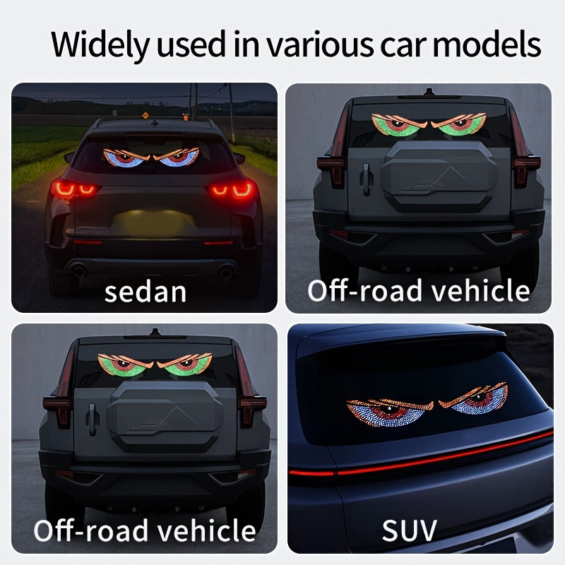 2 luces LED para auto Ojo del Diablo, lámpara de ojos de demonio para camión con alimentación USB, luz ambiental sin necesidad de cableado, luz decorativa para vehículo