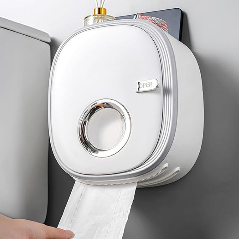 Portarrollos de papel higiénico autoadhesivo para pared con caja de almacenamiento, dispensador de rollo de papel higiénico de plástico para baño, contenedores de almacenamiento de papel higiénico
