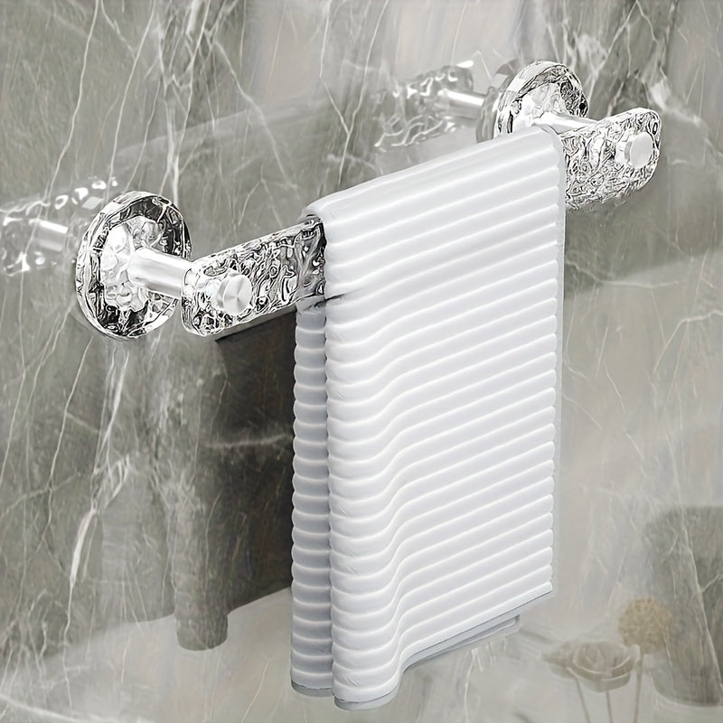 Barra de Toallas para Baño con Alta Adhesión - Montaje en Pared, Transparente con Diseño de Ondas Acuáticas, Ideal para Organización del Hogar
