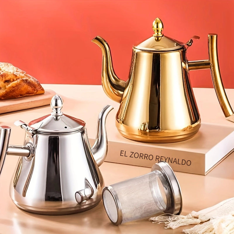 1pc Cafetera de Acero Inoxidable con Infusor Desmontable - Capacidad de 1L/1.5L/2L, Tetera de Té Resistente al Calor para Uso en Casa y Restaurante - Juego de Té de Acero Inoxidable 304 con Colador de Té