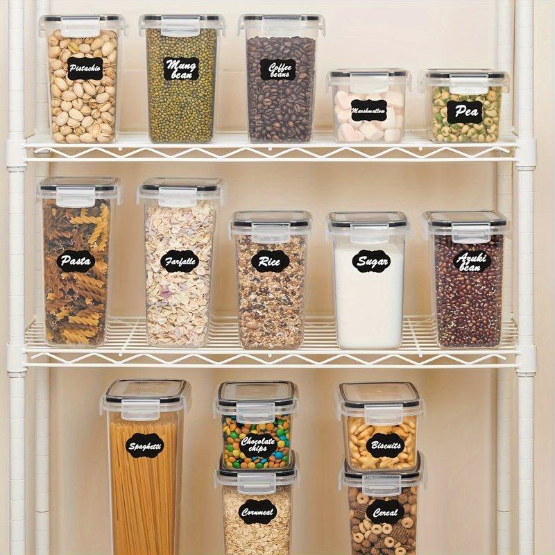 Juego de 4/8 contenedores de almacenamiento de alimentos herméticos - Recipientes de cocina de plástico sin BPA para cereales, harina, azúcar, pasta | Organización de despensa con tapas y etiquetas, La Vida
